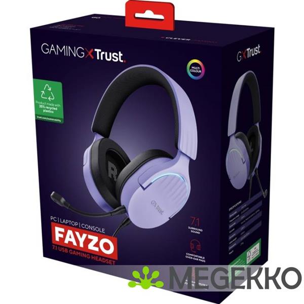 Grote foto trust gxt 490p fayzo gaming headset 7.1 surround sound rgb paars audio tv en foto koptelefoons