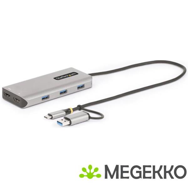 Grote foto startech.com usb c multiport adapter met ingebouwde usb c naar usb a dongle dual hdmi 4k30hz 1080p computers en software overige computers en software