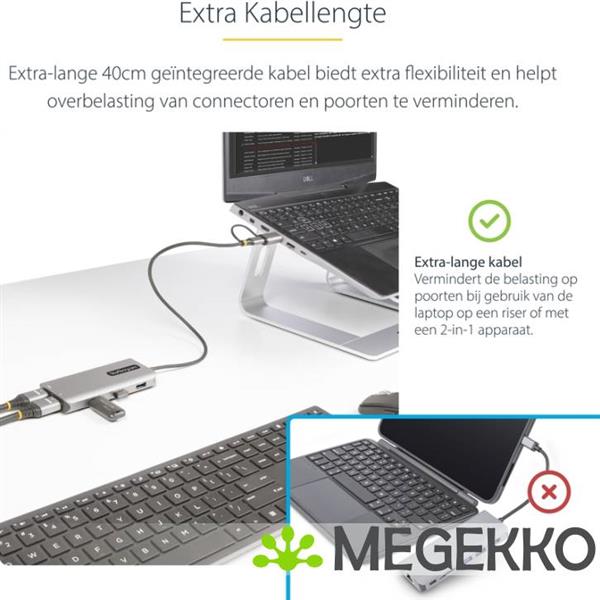 Grote foto startech.com usb c multiport adapter met ingebouwde usb c naar usb a dongle dual hdmi 4k30hz 1080p computers en software overige computers en software