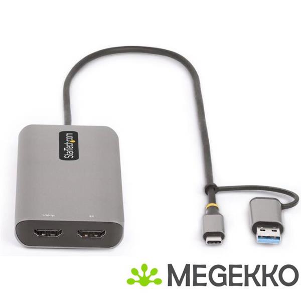 Grote foto startech.com usb c multiport adapter met ingebouwde usb c naar usb a dongle dual hdmi 4k30hz 1080p computers en software overige computers en software