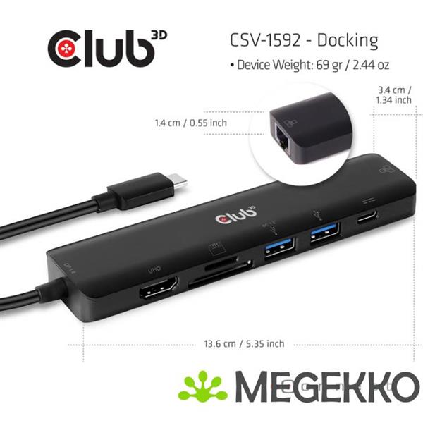 Grote foto club 3d usb c 7 in 1 hub computers en software overige computers en software