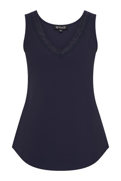 Grote foto travel top met kant uni dark blue 2129 kleding dames t shirts