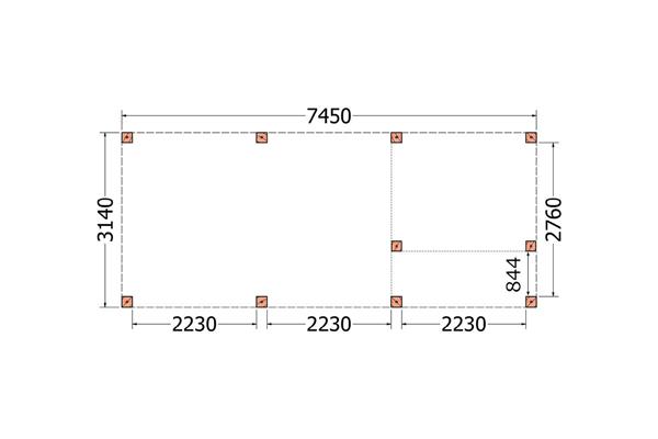 Grote foto overkapping palermo xxl type d 745 x 315 cm tuin en terras tuinhuisjes en blokhutten