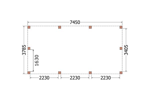 Grote foto overkapping palermo xxl type c 745 x 380 cm tuin en terras tuinhuisjes en blokhutten