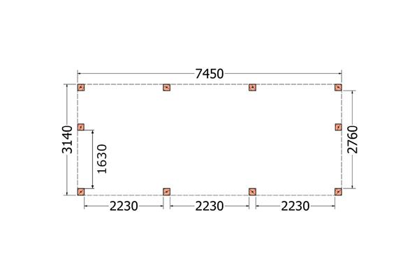 Grote foto overkapping palermo xxl type c 745 x 315 cm tuin en terras tuinhuisjes en blokhutten