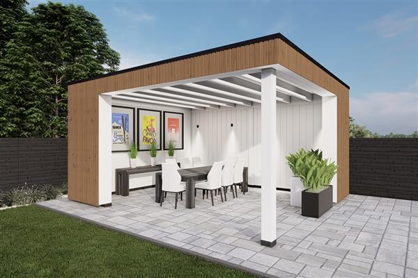 Grote foto overkapping capri type c 490 x 490 cm tuin en terras tuinhuisjes en blokhutten