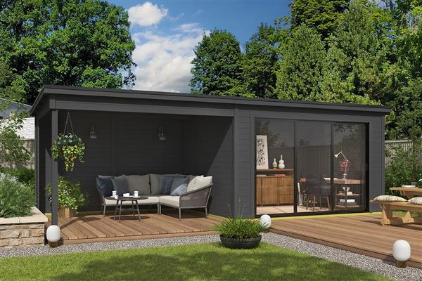 Grote foto tuinhuis pernilla met overkapping tuin en terras tuinhuisjes en blokhutten