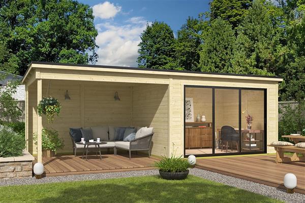 Grote foto tuinhuis pernilla met overkapping tuin en terras tuinhuisjes en blokhutten
