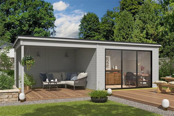 Grote foto tuinhuis pernilla met overkapping tuin en terras tuinhuisjes en blokhutten