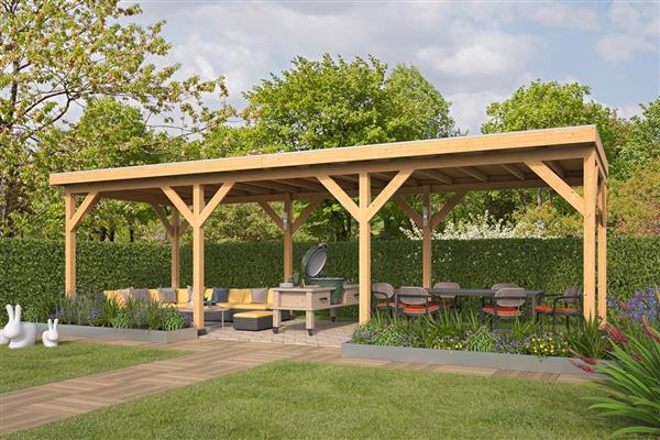 Grote foto dhz overkapping zoutelande 900 x 330 cm tuin en terras tuinhuisjes en blokhutten