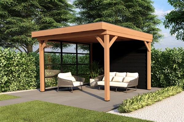 Grote foto overkapping smooth serie 3 douglas 300 x 300 cm fijnbezaagd tuin en terras tuinhuisjes en blokhutten