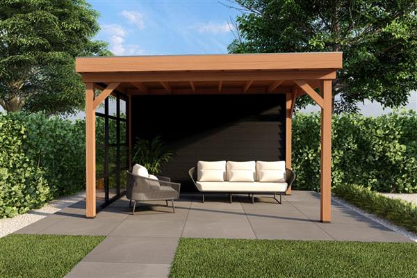 Grote foto overkapping smooth serie 3 douglas 300 x 300 cm fijnbezaagd tuin en terras tuinhuisjes en blokhutten