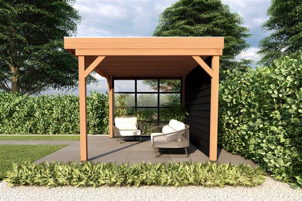 Grote foto overkapping smooth serie 3 douglas 300 x 300 cm fijnbezaagd tuin en terras tuinhuisjes en blokhutten