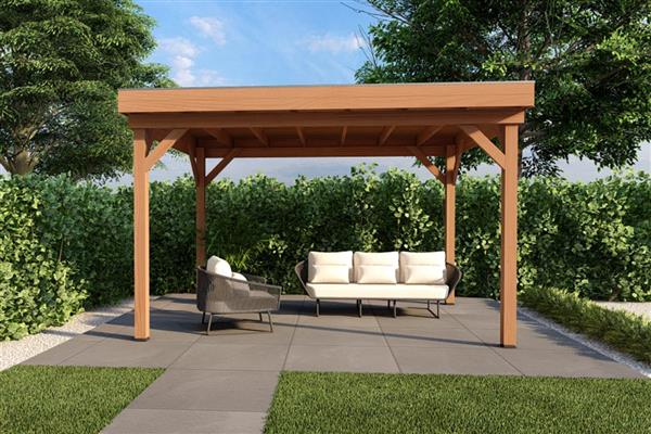 Grote foto overkapping smooth serie 1 douglas 300 x 400 cm fijnbezaagd tuin en terras tuinhuisjes en blokhutten