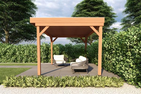Grote foto overkapping smooth serie 1 douglas 300 x 400 cm fijnbezaagd tuin en terras tuinhuisjes en blokhutten