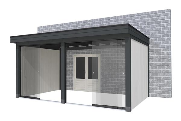 Grote foto overkapping aan huis premium vuren d 400 x 310 cm tuin en terras tuinhuisjes en blokhutten