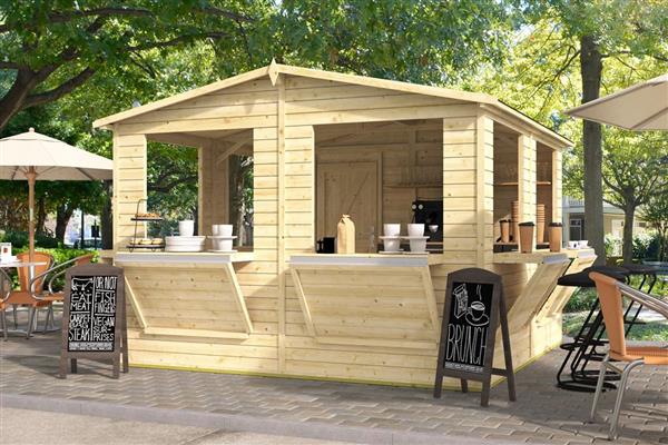 Grote foto kiosk moose tuin en terras tuinhuisjes en blokhutten
