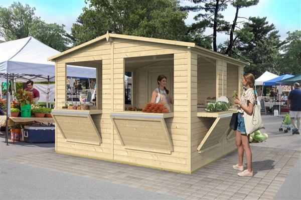 Grote foto kiosk moose tuin en terras tuinhuisjes en blokhutten