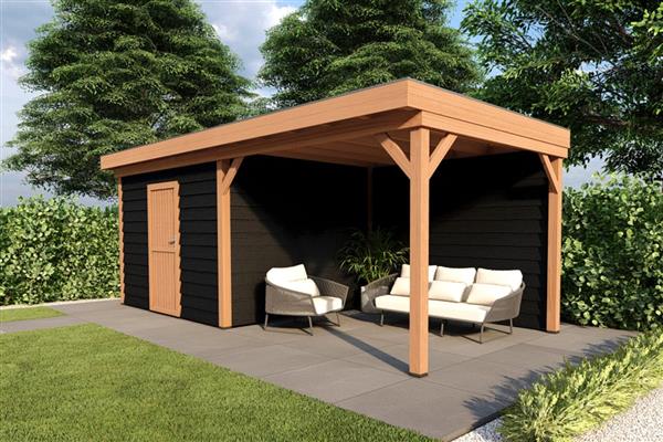 Grote foto overkapping smooth serie 4 douglas 500 x 300 cm geschaafd tuin en terras tuinhuisjes en blokhutten