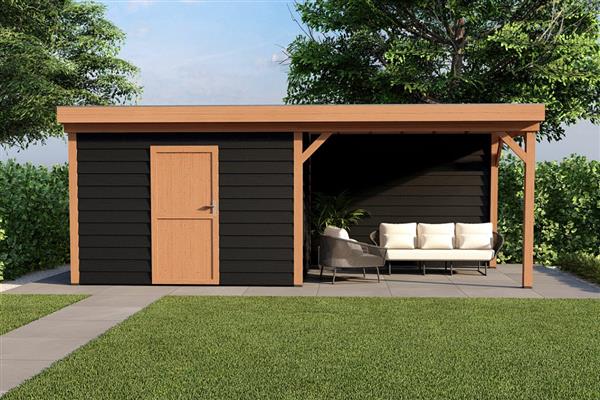 Grote foto overkapping smooth serie 4 douglas 500 x 300 cm geschaafd tuin en terras tuinhuisjes en blokhutten