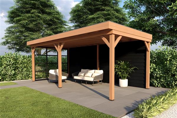 Grote foto overkapping smooth serie 3 douglas 700 x 400 cm geschaafd tuin en terras tuinhuisjes en blokhutten