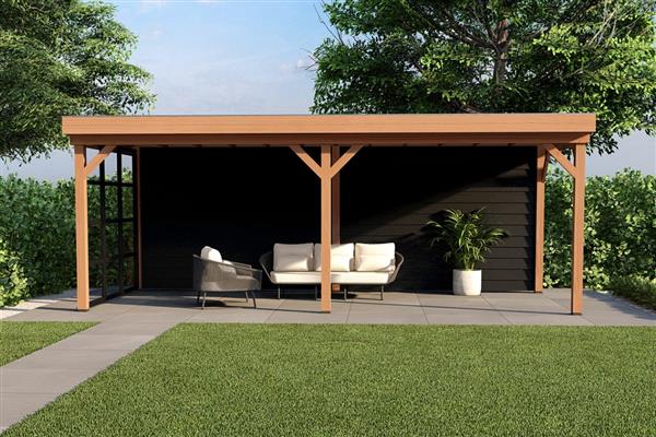Grote foto overkapping smooth serie 3 douglas 700 x 400 cm geschaafd tuin en terras tuinhuisjes en blokhutten