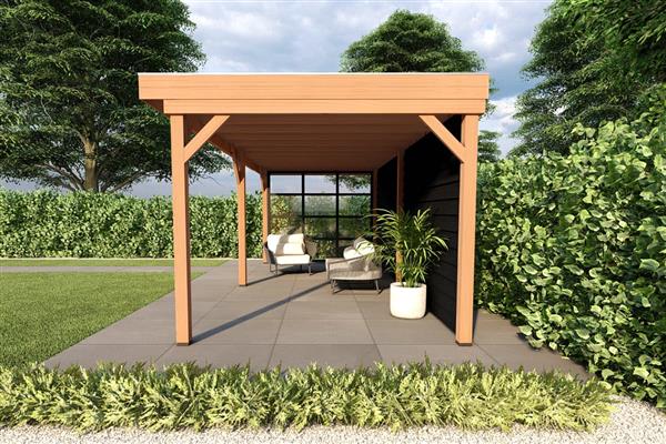 Grote foto overkapping smooth serie 3 douglas 700 x 400 cm geschaafd tuin en terras tuinhuisjes en blokhutten