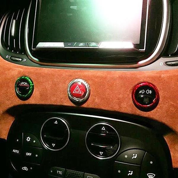 Grote foto fiat abarth 500 595 carbon fiber dashbord knoppen trim cover auto onderdelen tuning en styling