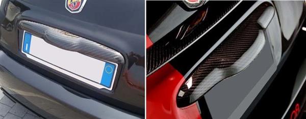 Grote foto fiat abarth 500 carbon fiber achter klep boven kenteken auto onderdelen tuning en styling