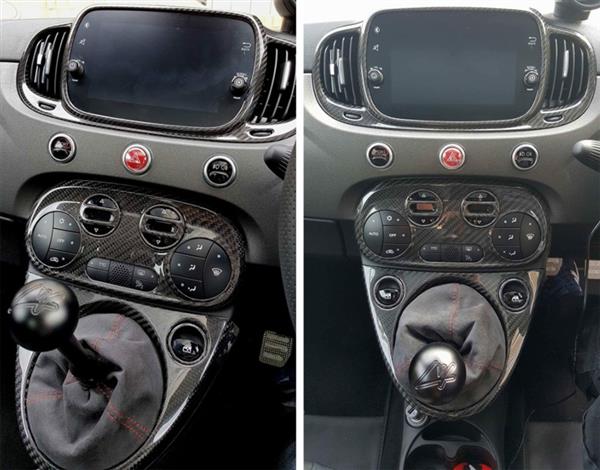 Grote foto fiat abarth 595 2016 carbon fiber versnellingspookframe cover auto onderdelen tuning en styling