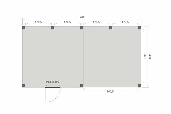 Grote foto overkapping slim serie 4 douglas 800 x 400 cm tuin en terras tuinhuisjes en blokhutten
