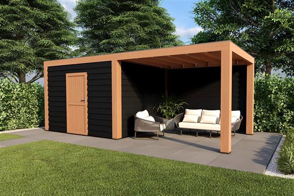 Grote foto overkapping slim serie 4 douglas 500 x 400 cm tuin en terras tuinhuisjes en blokhutten