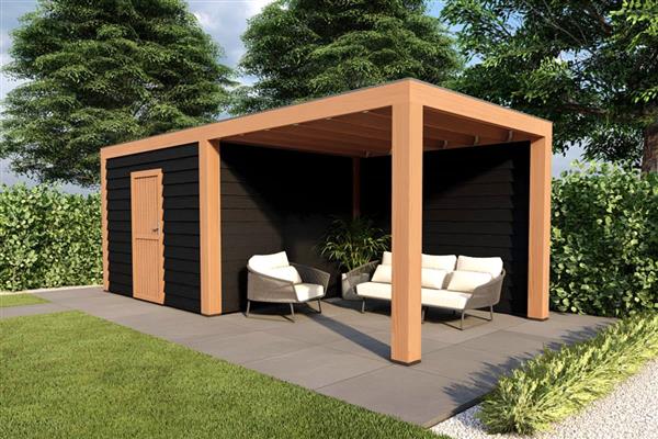 Grote foto overkapping slim serie 4 douglas 500 x 400 cm tuin en terras tuinhuisjes en blokhutten