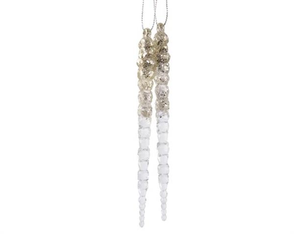 Grote foto hanger ijspegel champagne goud set van 2 decoratie voor kerst of winter bloemschikken en decoreren verzamelen overige verzamelingen