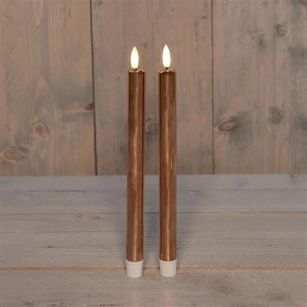 Grote foto actie led kaarsen anna collection 3d flame candle koper 23 cm set van 2 met timer ledcandle verzamelen overige verzamelingen