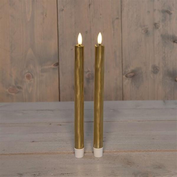 Grote foto actie led kaarsen anna collection 3d flame candle goud 23 cm set van 2 met timer ledcandle v verzamelen overige verzamelingen