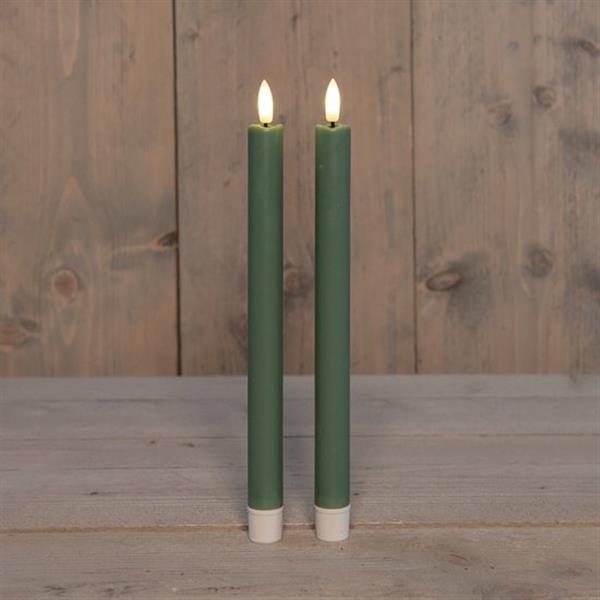 Grote foto actie led kaarsen anna collection 3d flame candle jade groen 23 cm set van 2 met timer ledca verzamelen overige verzamelingen