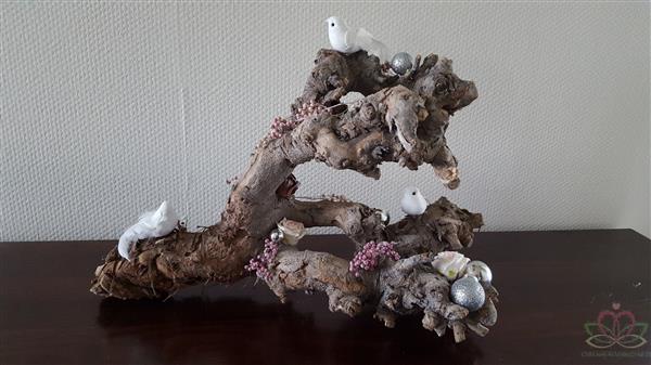 Grote foto witte vogeltjes op clip wit glitter 4 stuks voor bloemschikken decoratie kerstboom verzamelen overige verzamelingen
