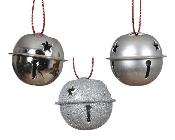 Grote foto christmas bells kerstbelletjes zilver 25 mm doosje van 12 stuks glans mat en glitter wedding verzamelen overige verzamelingen