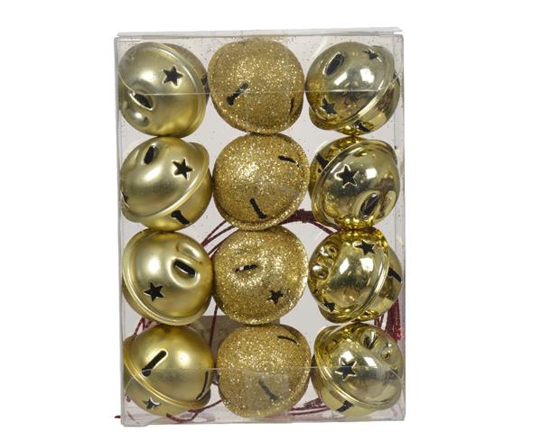 Grote foto christmas bells kerstbelletjes goud 25 mm doosje van 12 stuks glans mat en glitter wedding wa verzamelen overige verzamelingen