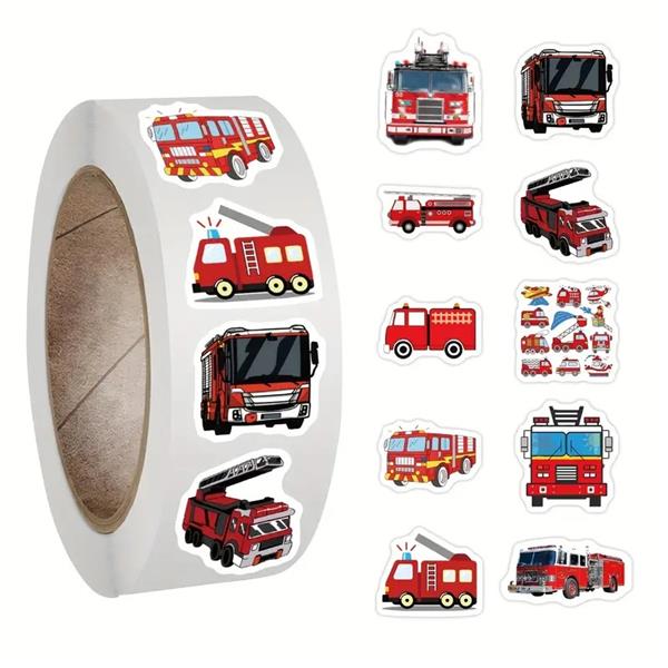 Grote foto 500 stickers labels brandweerauto brandweerwagen beloning 2 5 cm rond sluitsticker verzamelen overige verzamelingen
