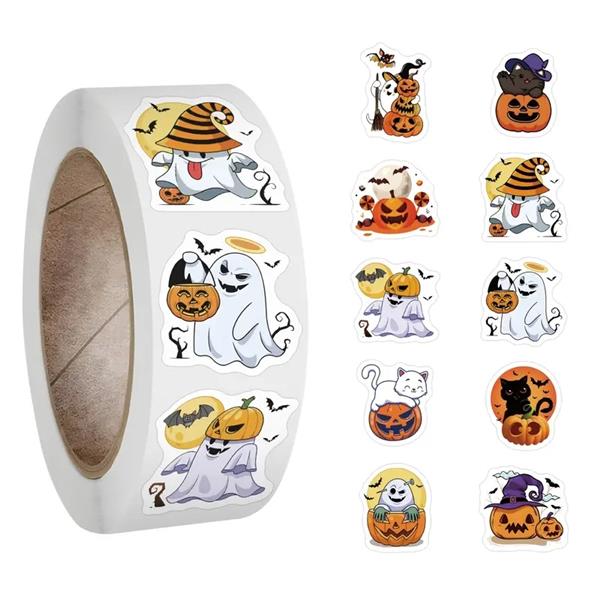 Grote foto 500 stickers labels rol halloween spookie spookjes 10 verschillende soorten rol etiketten verzamelen overige verzamelingen