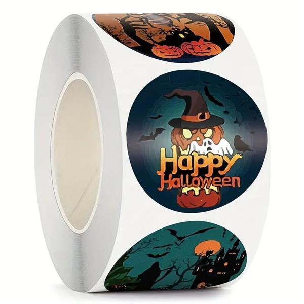 Grote foto 500 stickers labels happy halloween pompoen 8 verschillende soorten rol etiketten rol etikette verzamelen overige verzamelingen