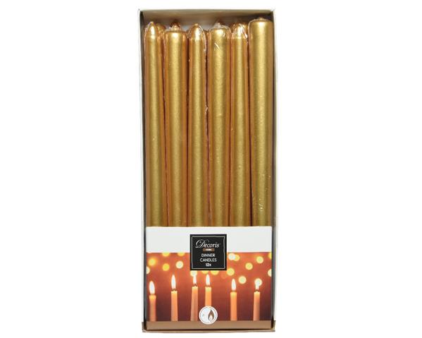 Grote foto kaarsen wax dinner metallic goud dia2.15cm x h.25cm doos 12st ook leuk in fles verzamelen overige verzamelingen