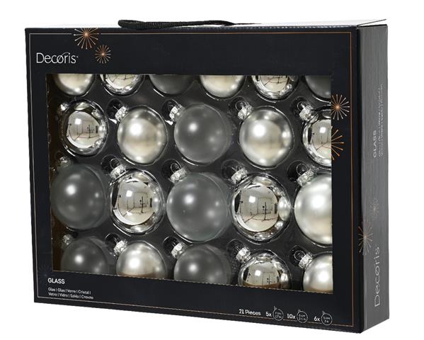 Grote foto kerstballen van glas 7 cm assortiment zilverkleuren doos 21 st supermooi bijzondere decoratie voor verzamelen overige verzamelingen