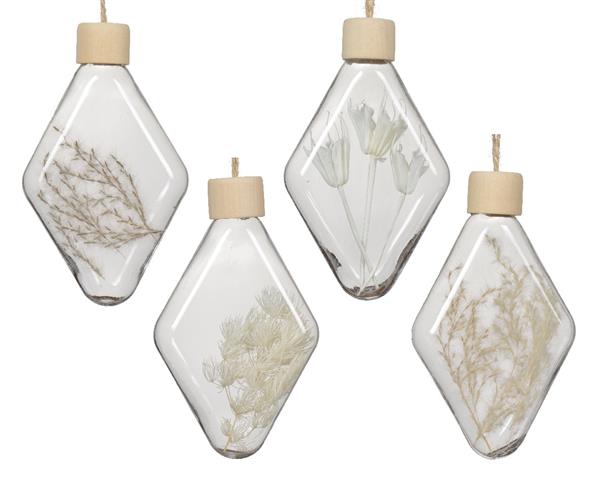 Grote foto ornamenten transparant met droogbloemen 7 3 14cm set van 4 verschillende supermooi bijzondere decor verzamelen overige verzamelingen