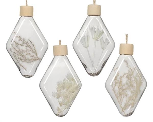 Grote foto ornamenten transparant met droogbloemen 7 3 14cm set van 4 verschillende supermooi bijzondere decor verzamelen overige verzamelingen