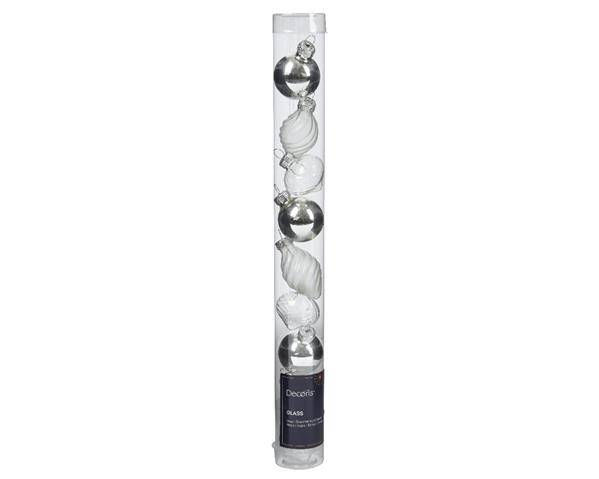 Grote foto kerstbal kerstballen hangdecoratie kerstfiguren zilver 3 cm koker 9 st chique glas hangers kerst verzamelen overige verzamelingen
