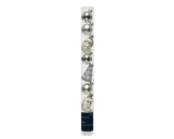 Grote foto kerstbal kerstballen hangdecoratie kerstfiguren zilver 3 6 cm koker 9 st chique hangers kerst winte verzamelen overige verzamelingen