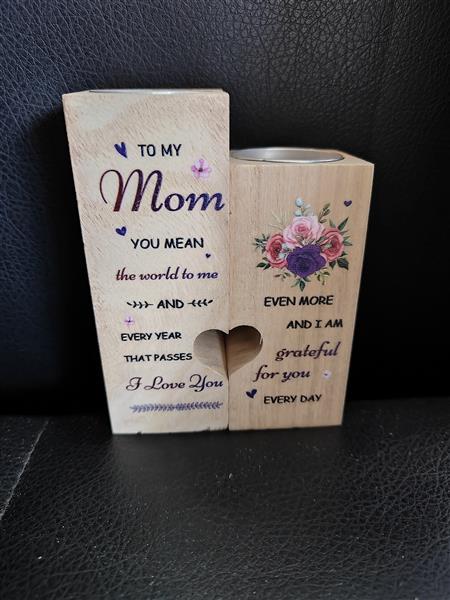 Grote foto houten duo met open hartje mom you mean the world voor waxine of kleine ledkaarsen gift geschenk verzamelen overige verzamelingen